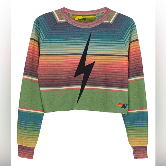 Aviator Nation cropped Sweatshirt Sz L - Picture 5 of 11